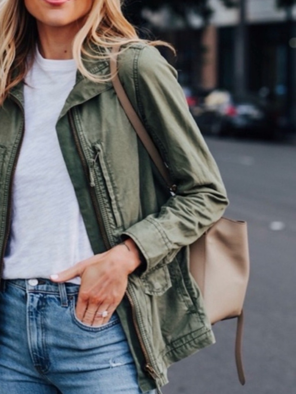 Madewell Womens Olive Army Green Utility Technical Cargo Military Jacket Sz XS